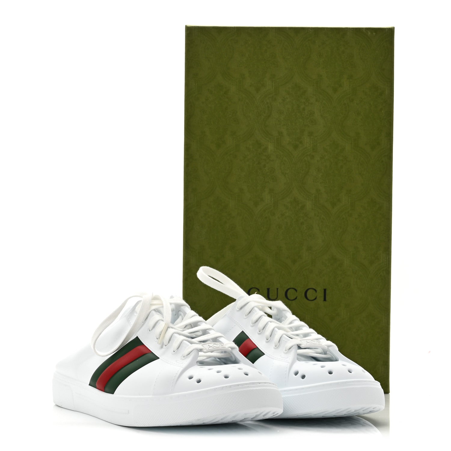Gucci Rubber Ace Sabot Mules 41 Great White