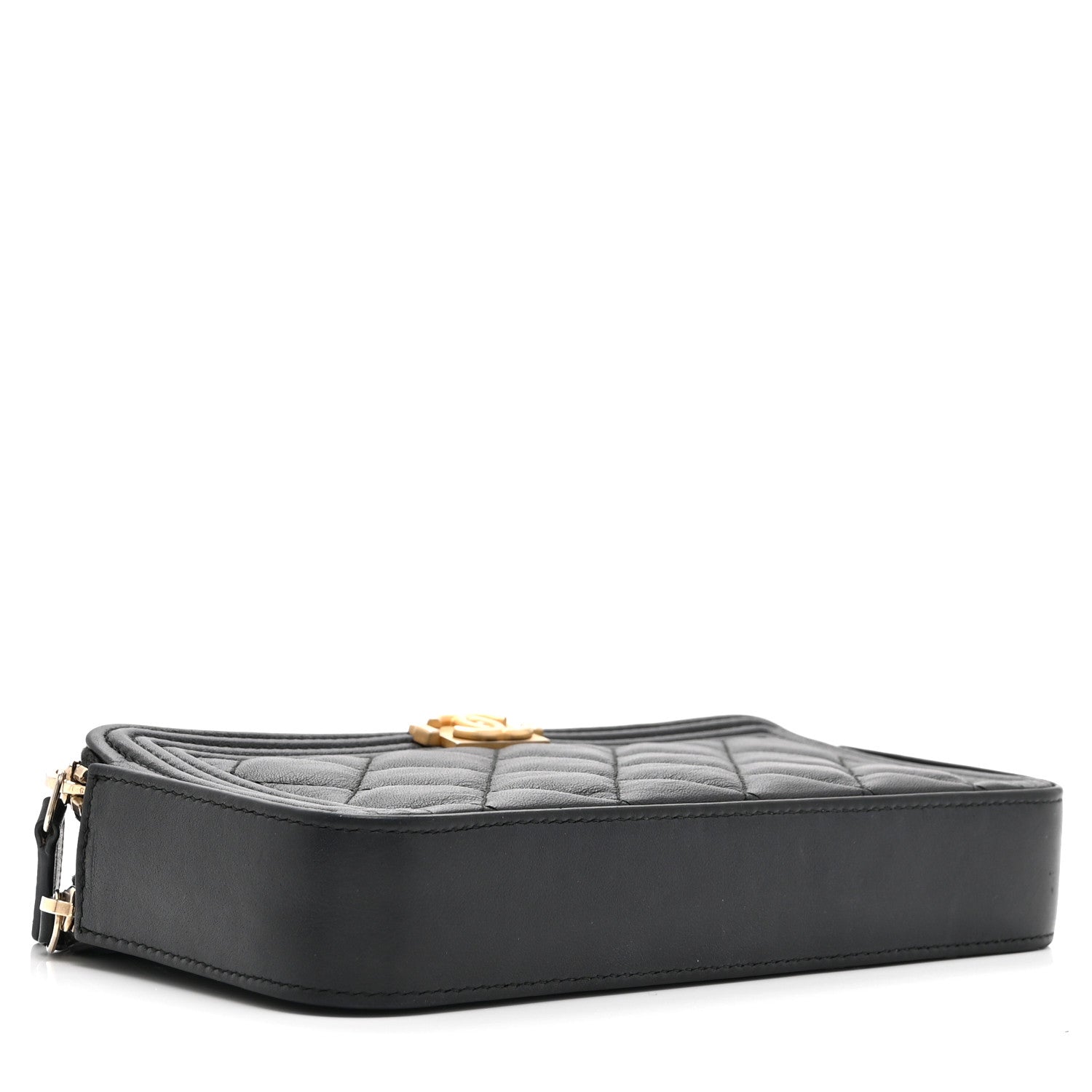 Chanel Calfskin Quilted Small Boy Clutch With Chain Black