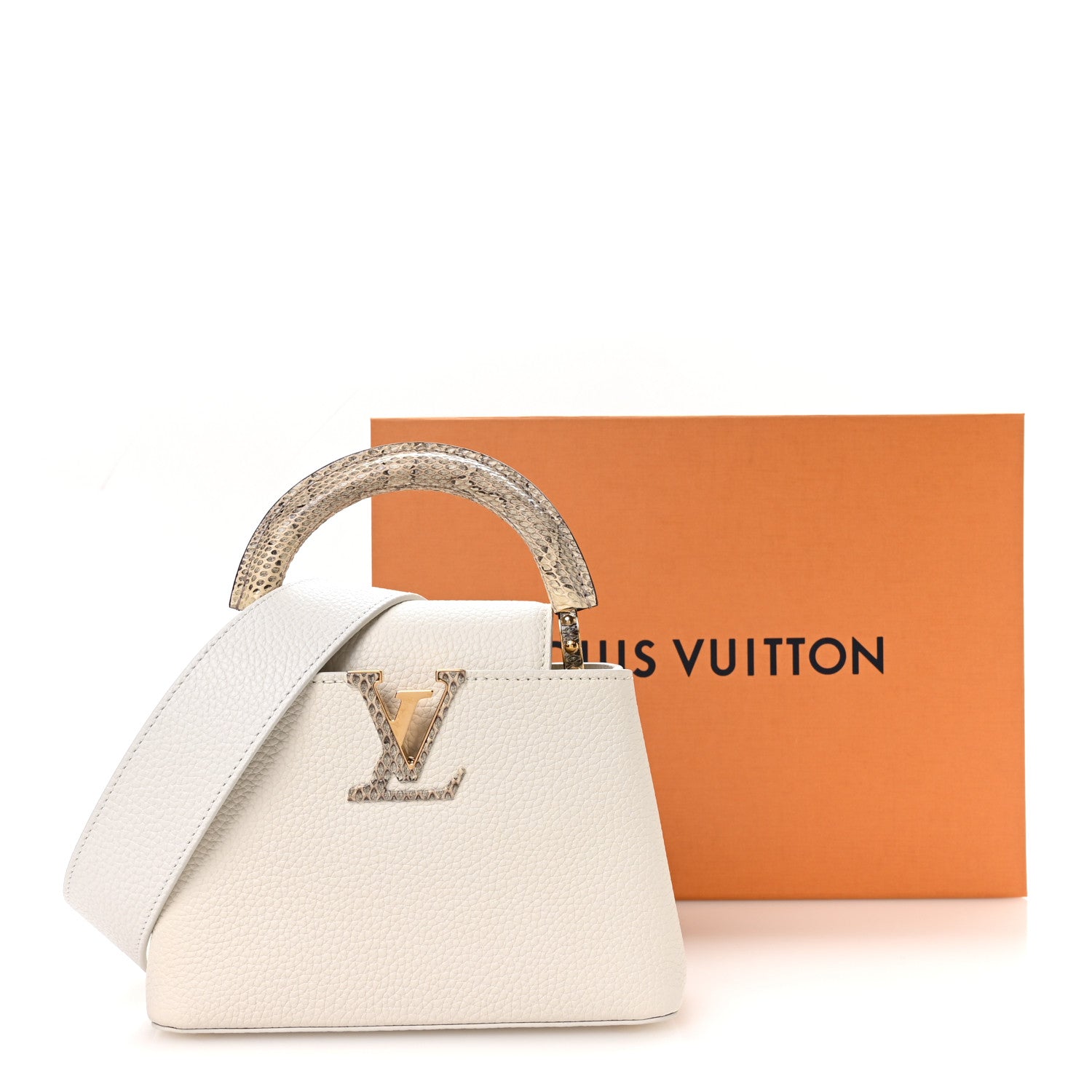 Louis Vuitton Taurillon Ayers Capucines Mini White Snow White