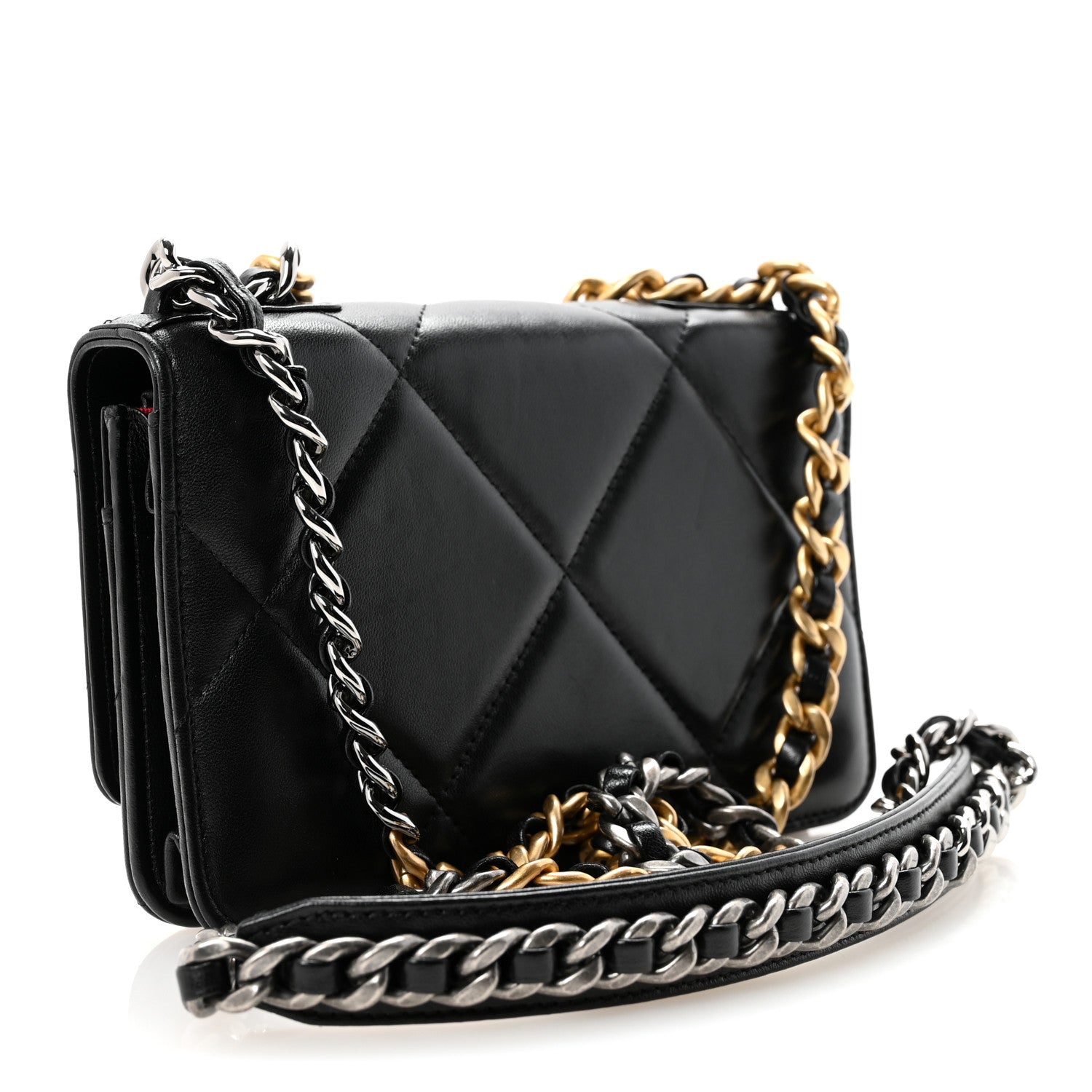 Chanel Lambskin Quilted Chanel 19 Wallet On Chain WOC Black