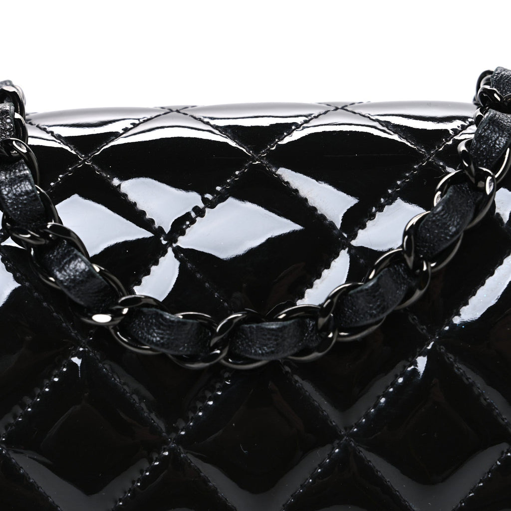 Chanel Patent Calfskin Quilted Mini Square Flap So Black