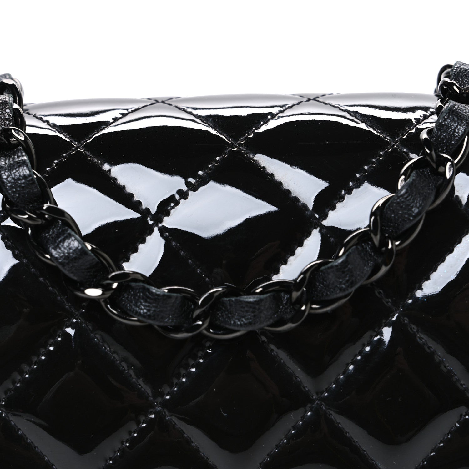Chanel Patent Calfskin Quilted Mini Square Flap So Black