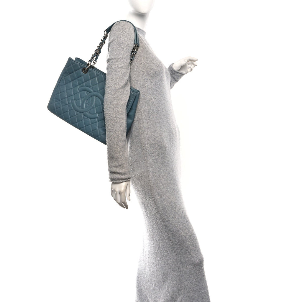 Chanel Caviar Quilted Grand Shopping Tote GST Blue