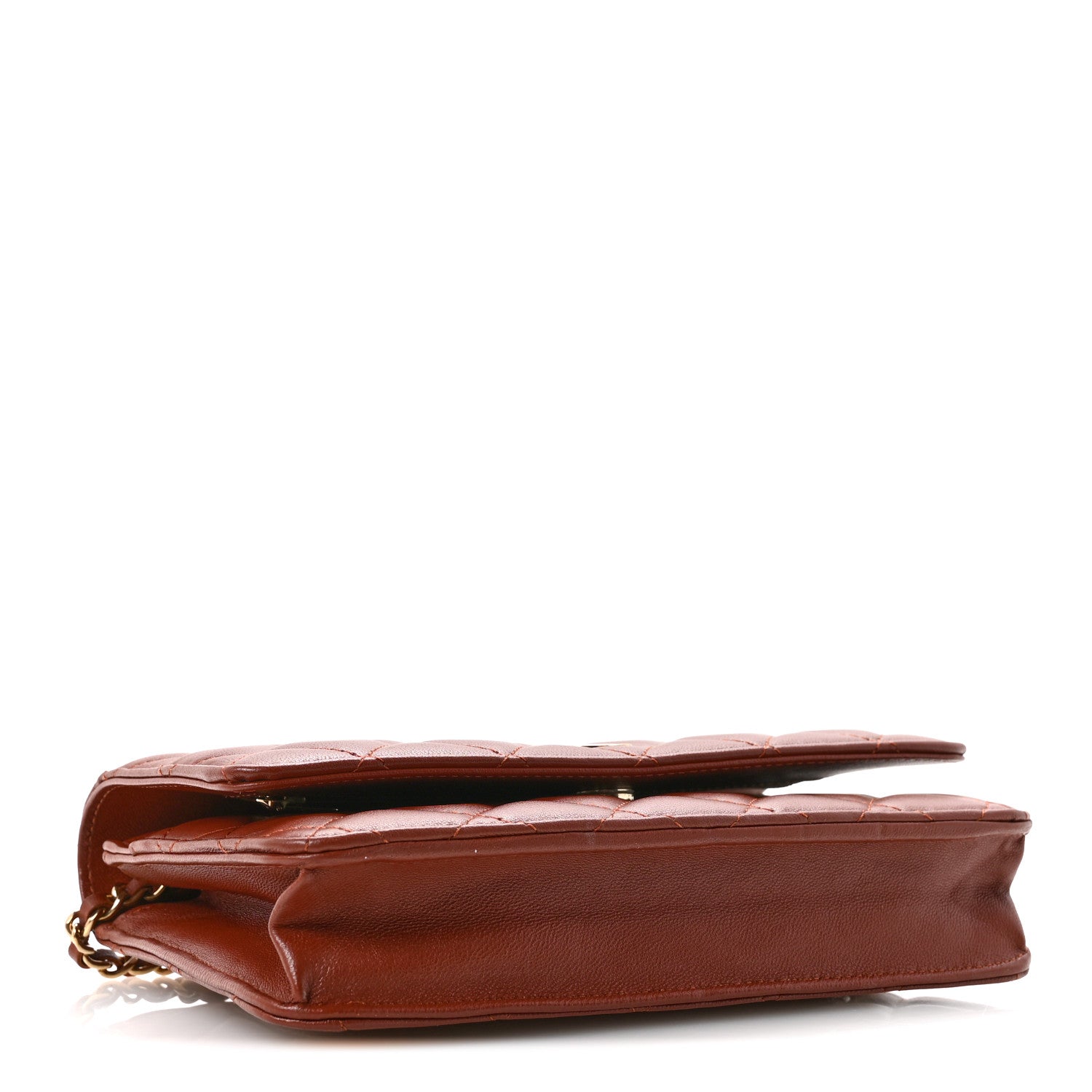 Chanel Lambskin Quilted Wallet On Chain WOC Brown