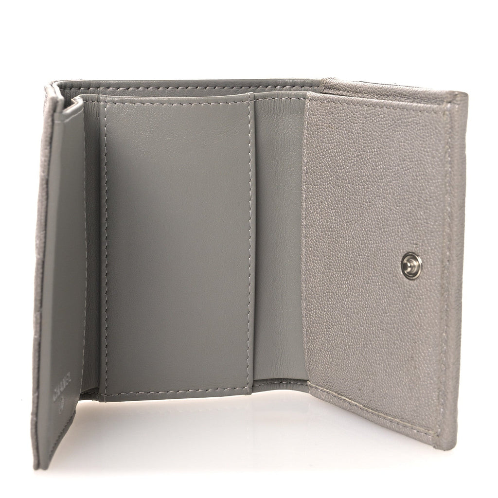 Caviar Quilted Small Boy Flap Wallet Grey