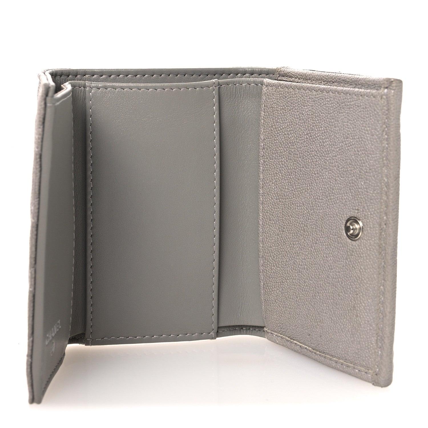 Caviar Quilted Small Boy Flap Wallet Grey