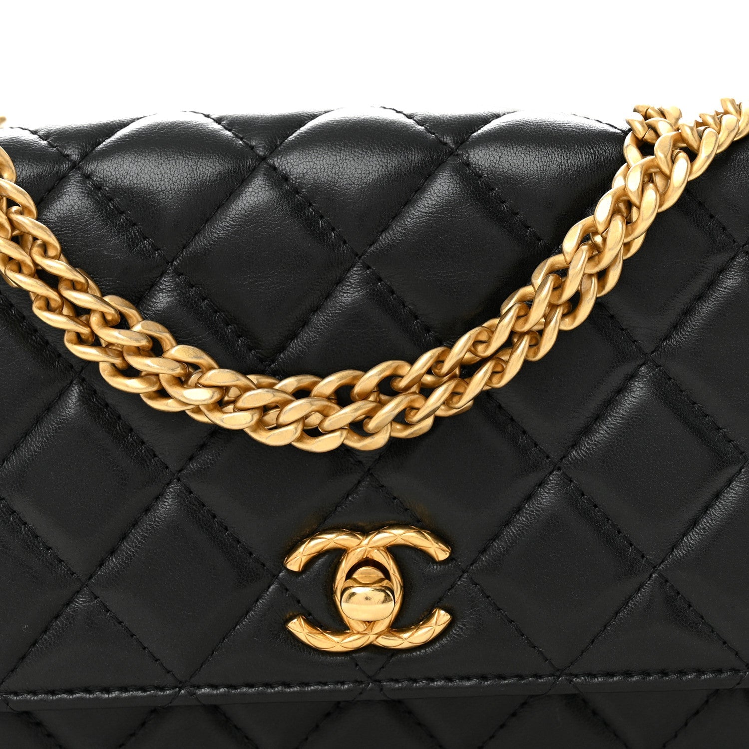 Chanel Lambskin Quilted Pillow Crush Wallet On Chain WOC Black