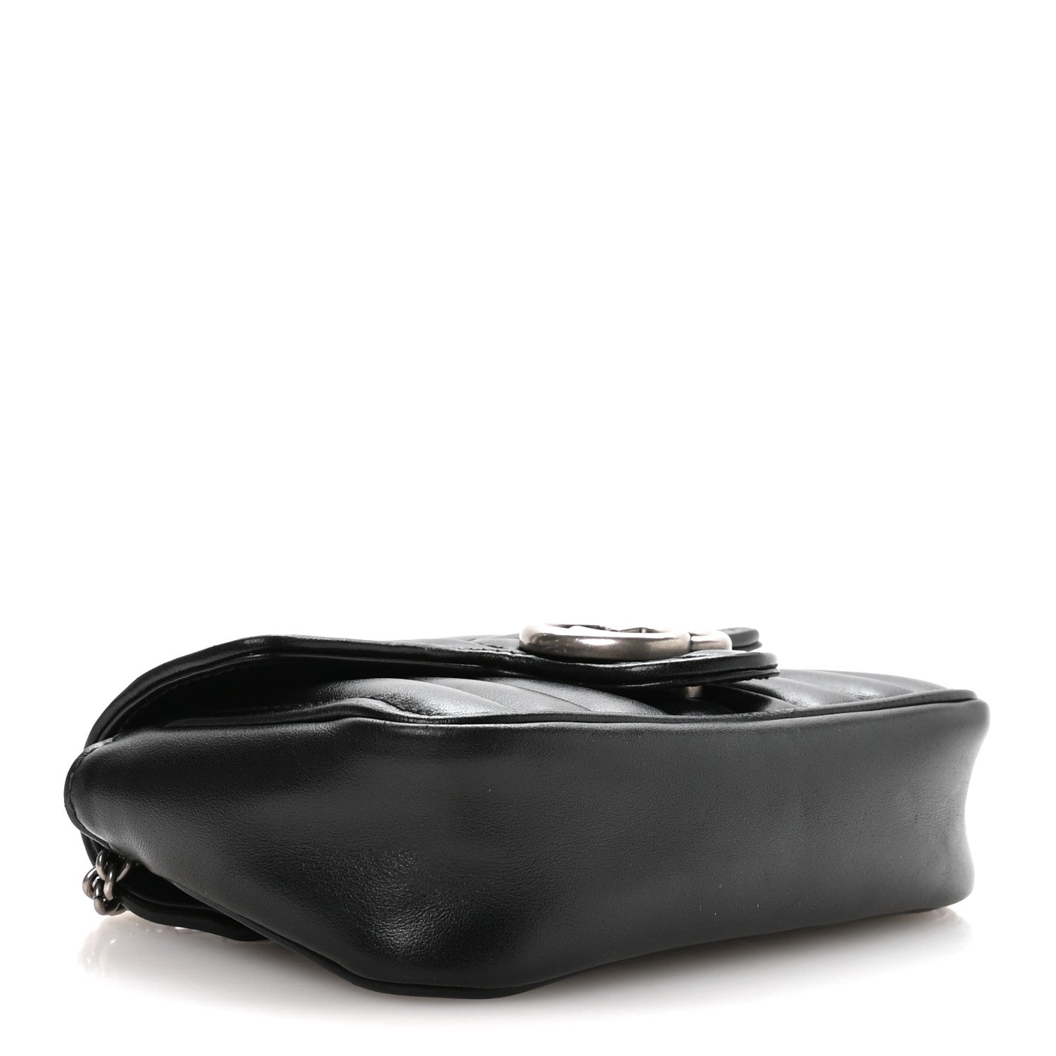 Gucci Calfskin Matelasse Aria Super Mini GG Marmont Shoulder Bag Black