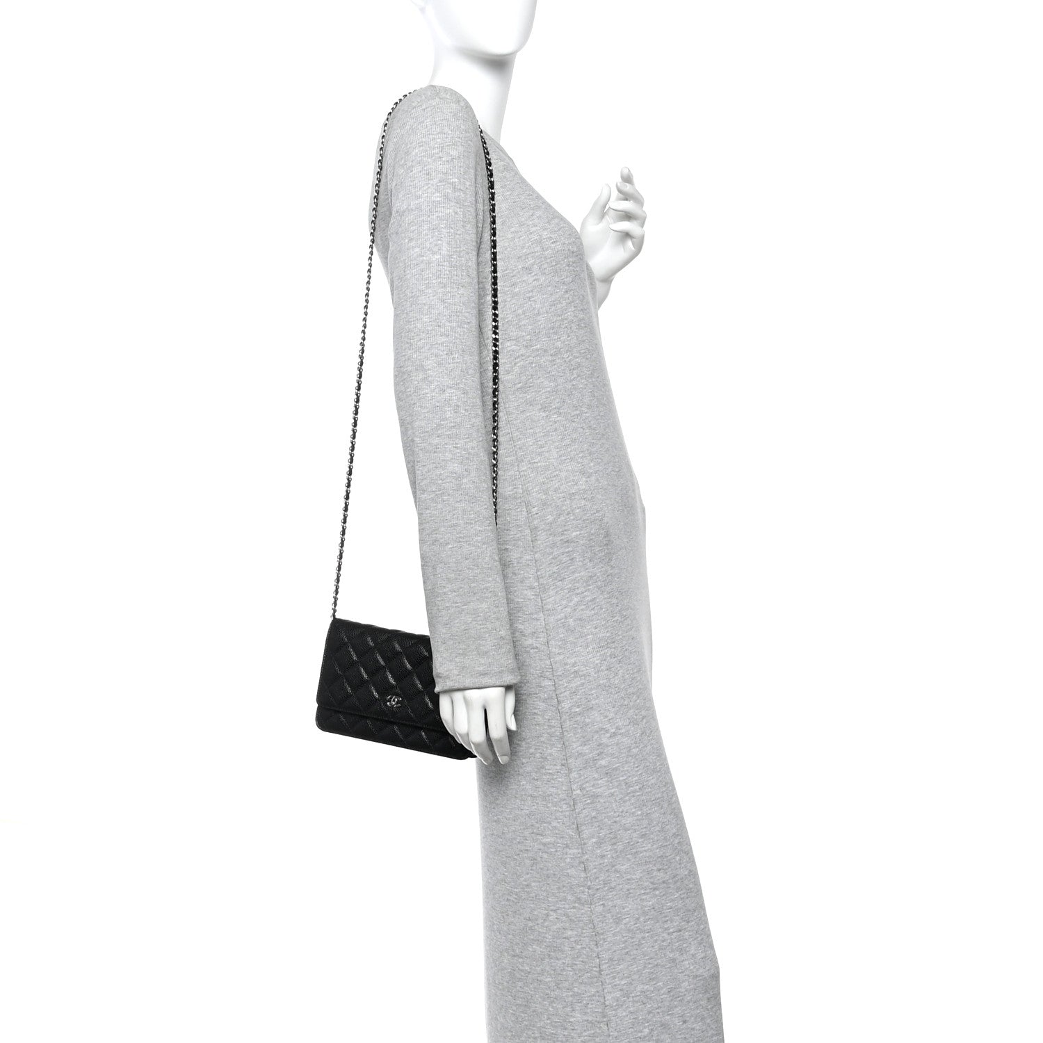Chanel Caviar Quilted Wallet on Chain WOC Black