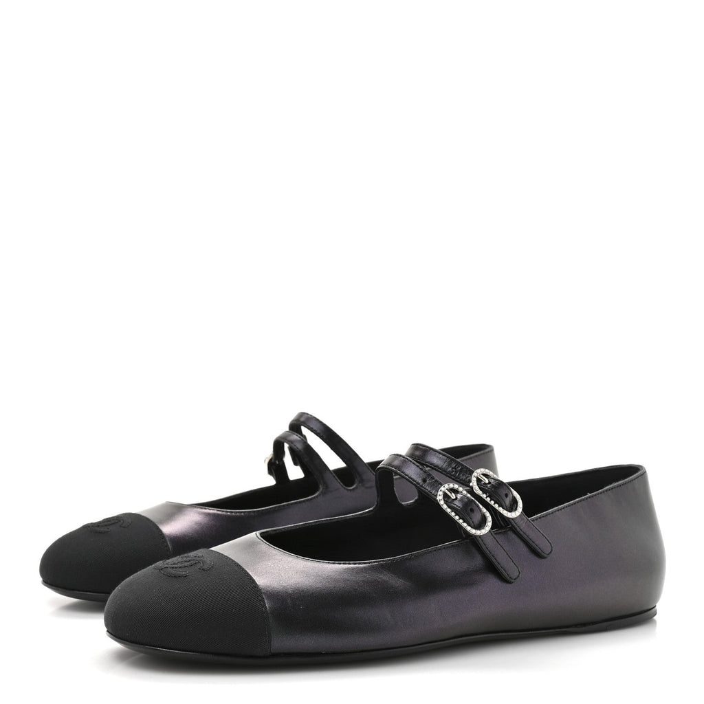 Lambskin Grosgrain Mary Jane Flats 39 Black