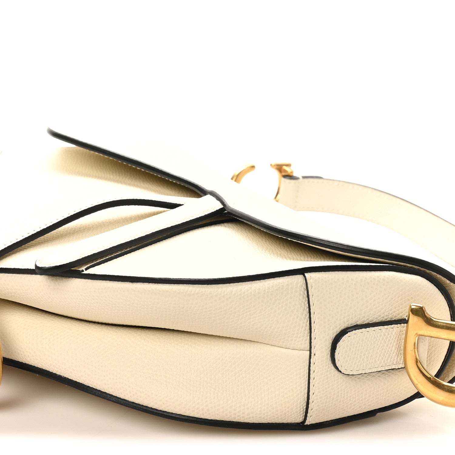 Christian Dior Grained Calfskin Saddle Bag White