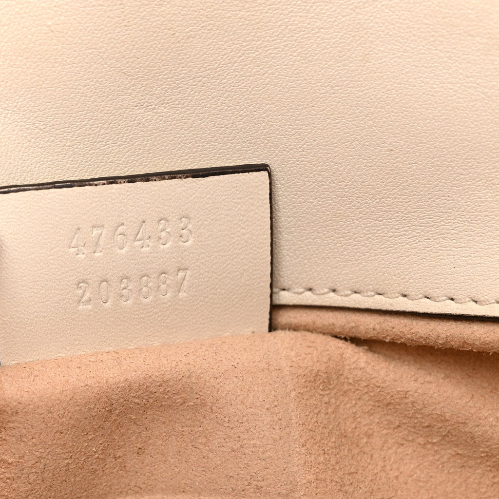 Gucci Calfskin Matelasse Super Mini GG Marmont Shoulder Bag White