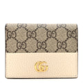 Gucci Dollar Calfskin GG Supreme Monogram GG Marmont Card Case Mystic White Beige Ebony