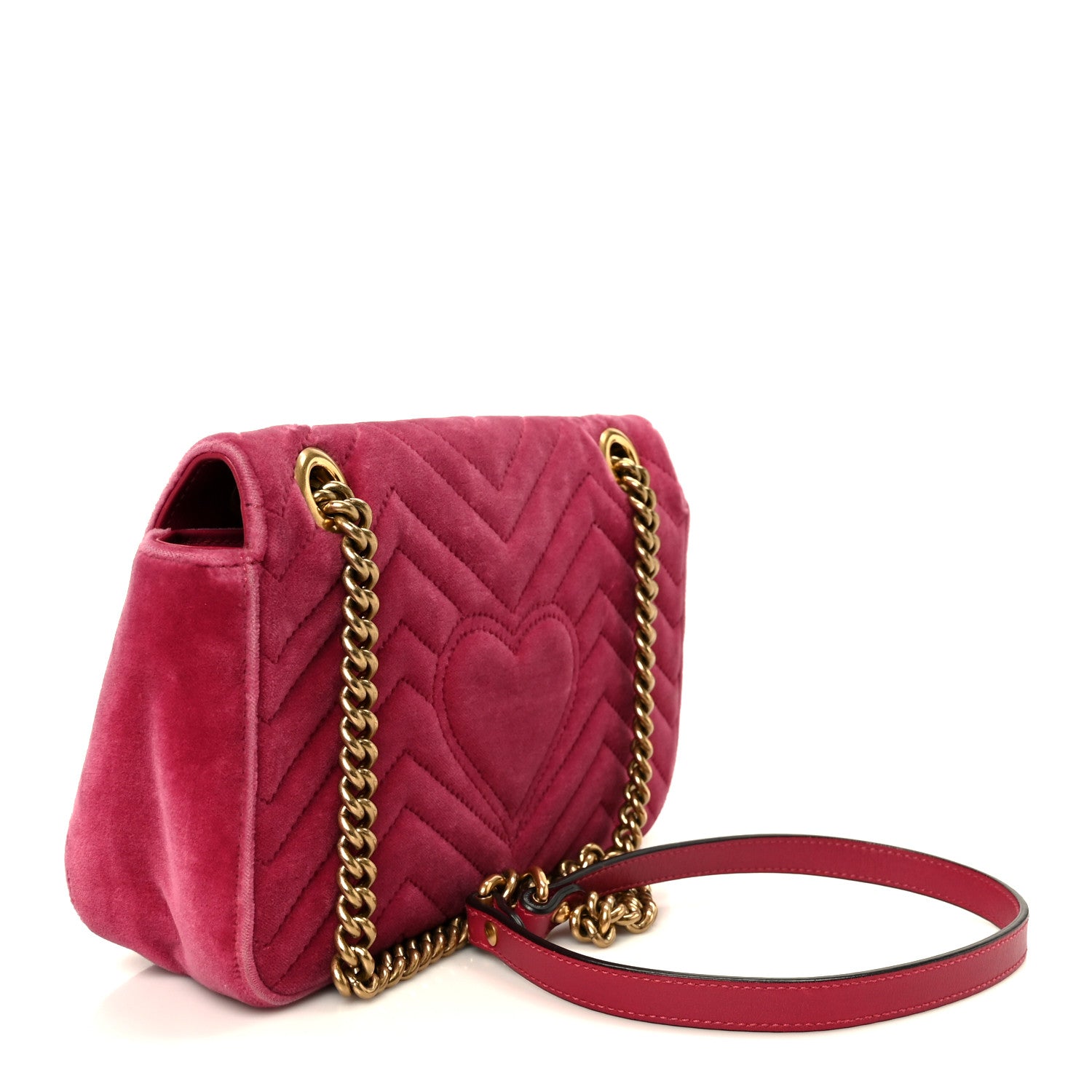 Gucci Velvet Matelasse Small GG Marmont Shoulder Bag Light Raspberry Rose