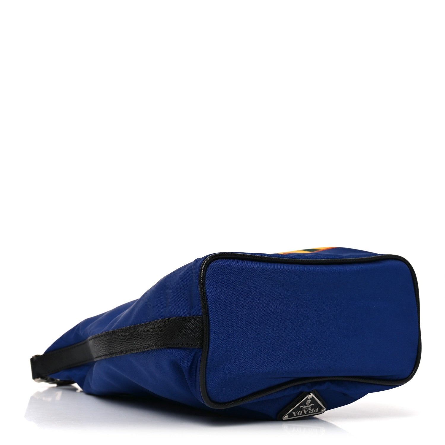 Prada Tessuto Nylon Palm Tree Print Bucket Bag Bluette