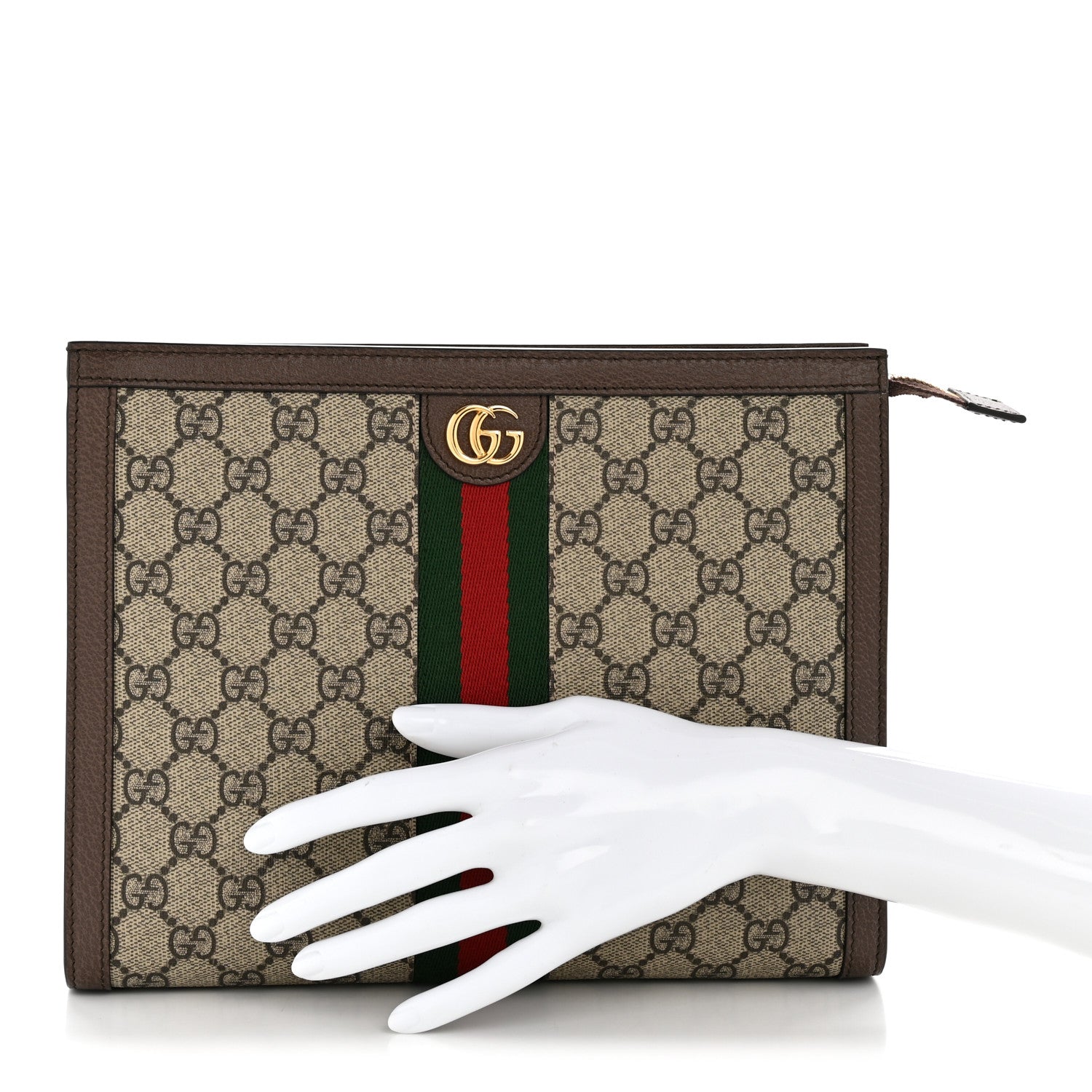 Gucci GG Supreme Monogram Web Ophidia Pouch Brown