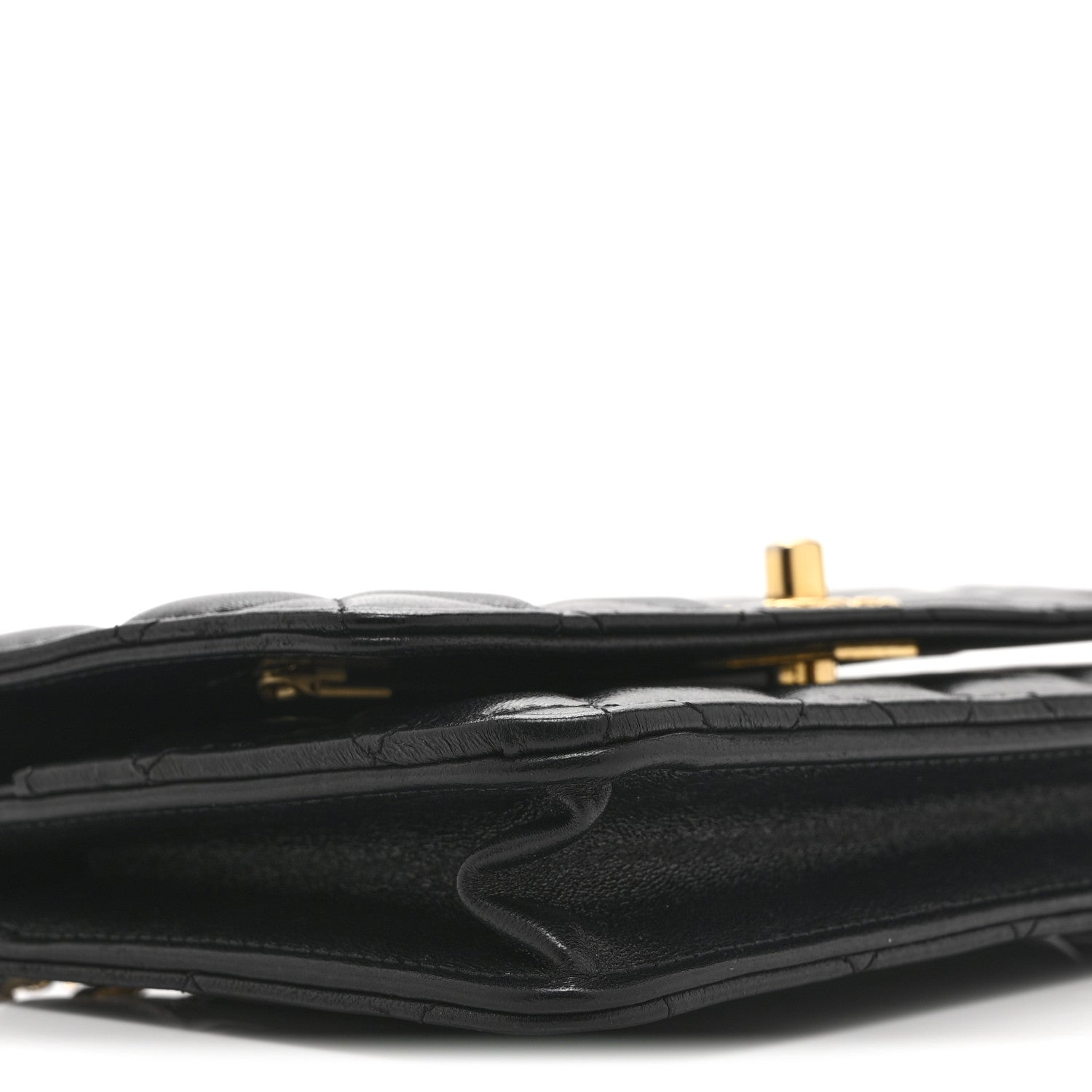 Chanel Shiny Lambskin Quilted Dynasty Wallet On Chain WOC Black