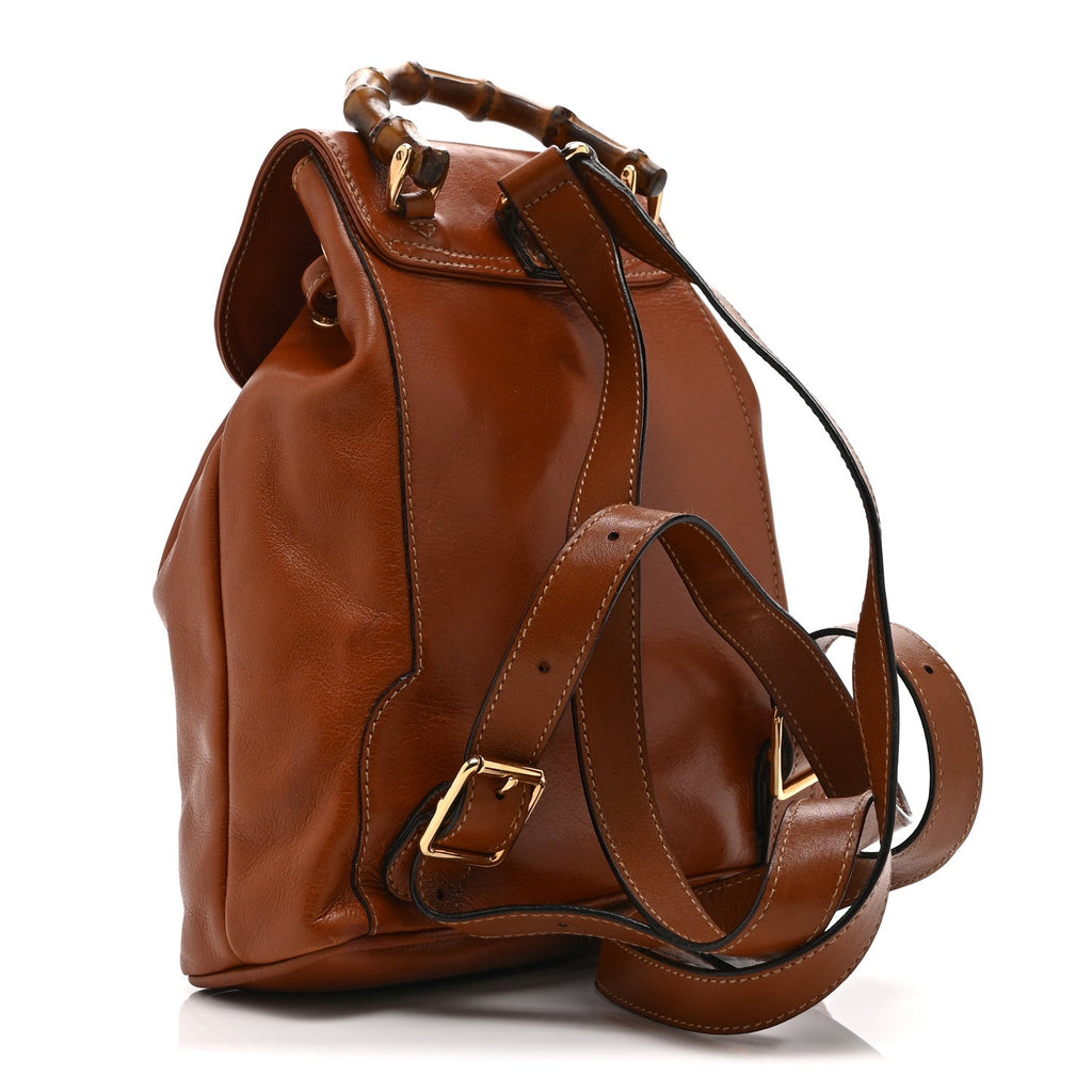 Gucci Calfskin Bamboo Mini Backpack Brown