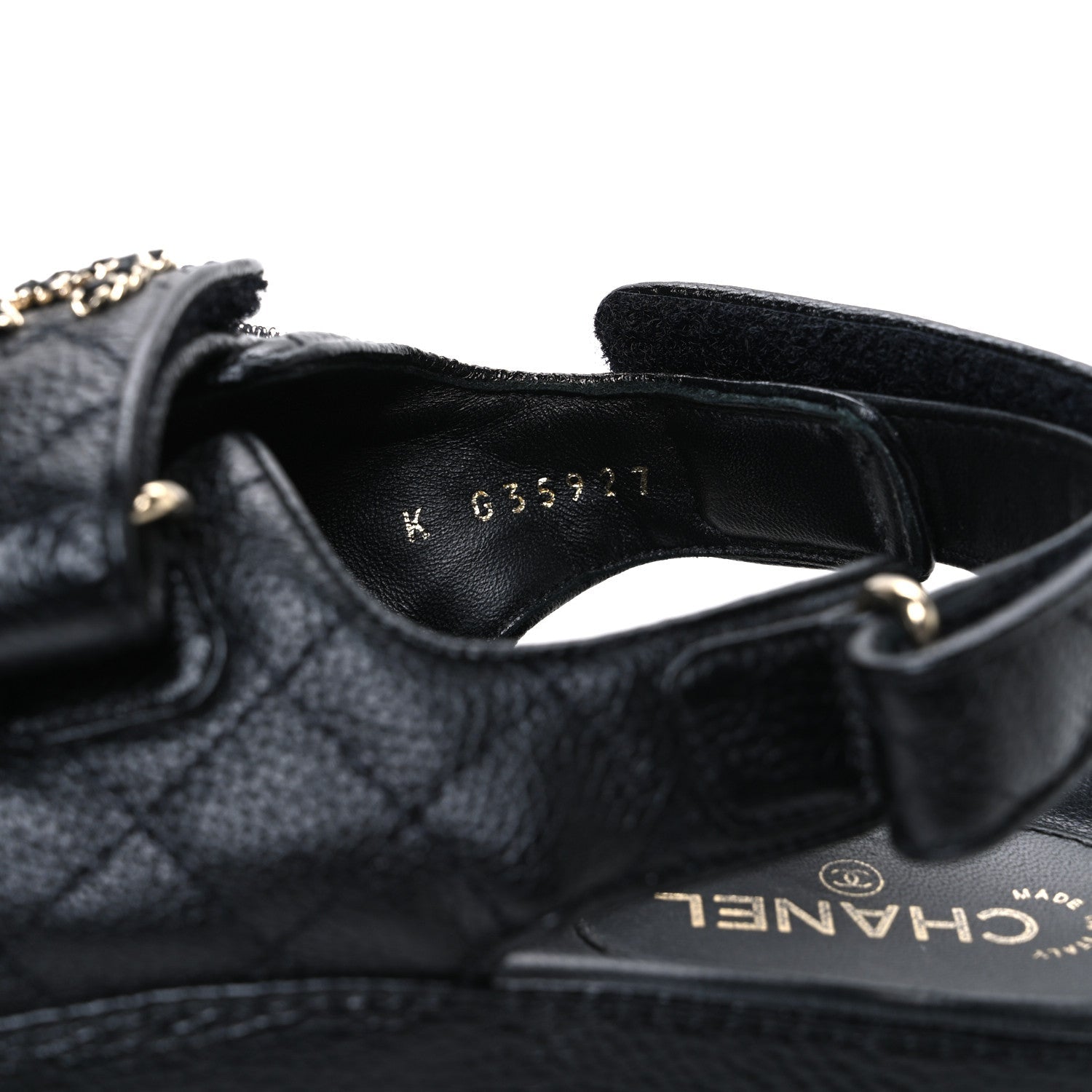 Grained Calfskin Velcro Dad Sandals 39 Black