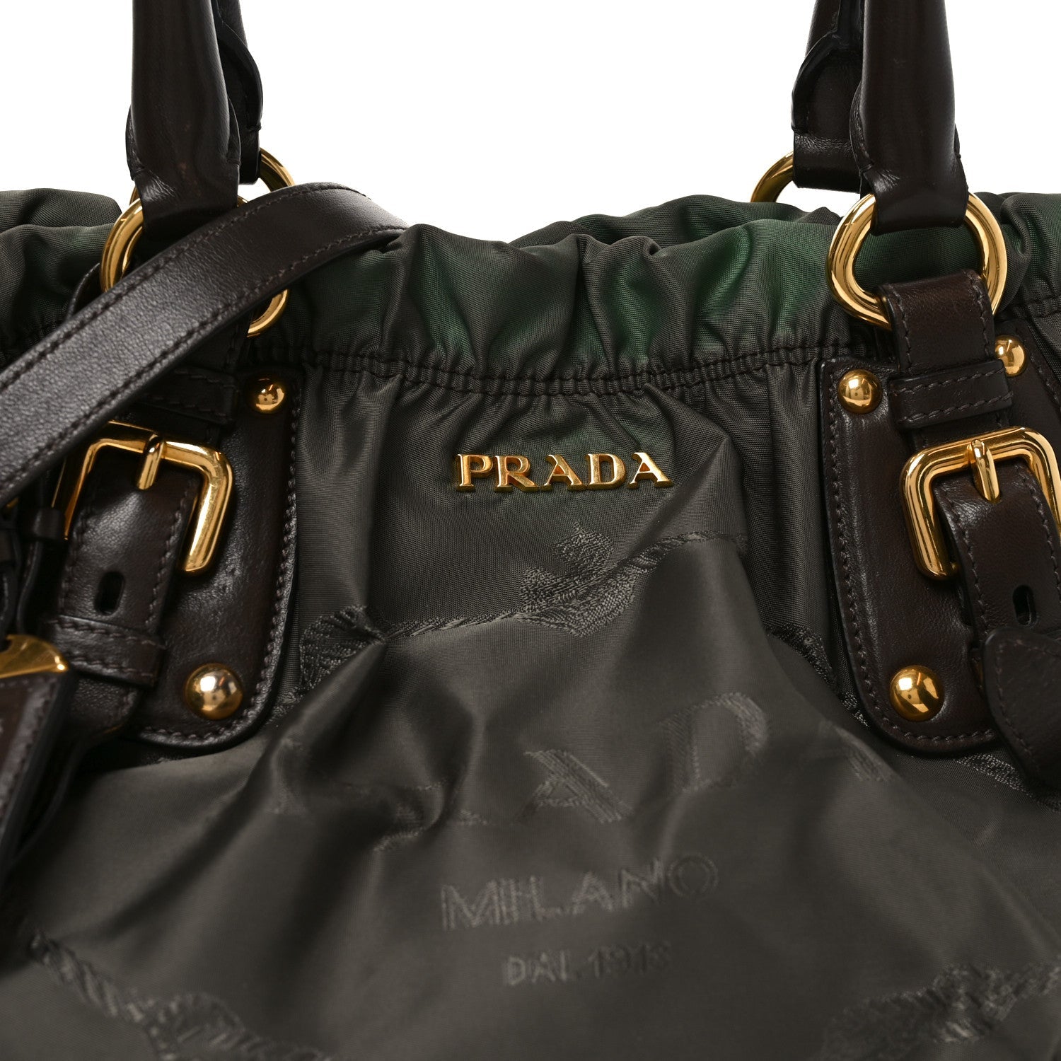 Prada Tessuto Nylon Jacquard Logo Tote  Bruciato Sughero