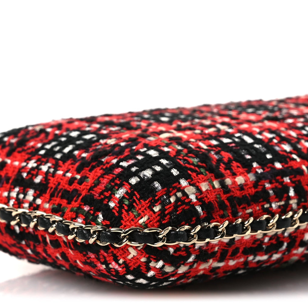 Chanel Tweed Chain Around Phone Holder Red Multicolor