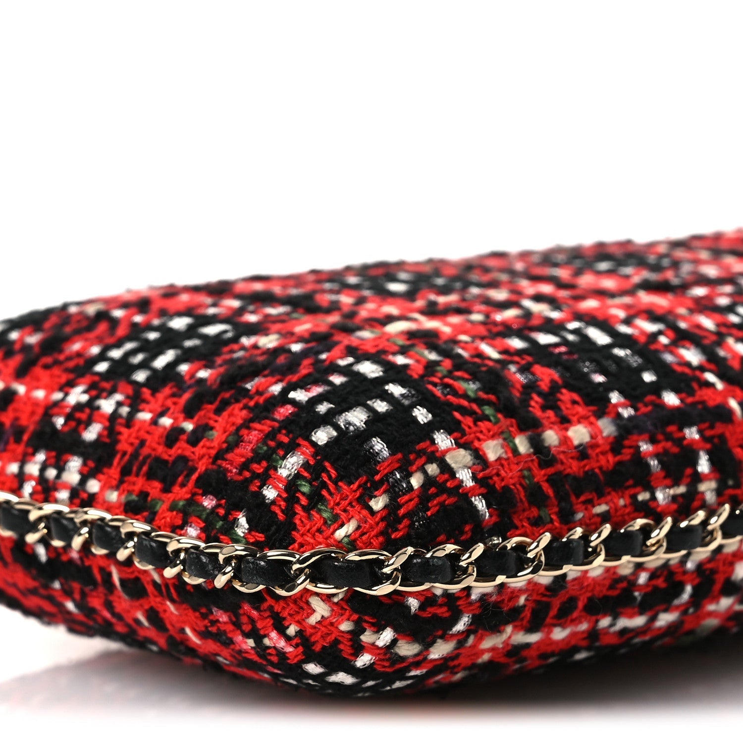 Chanel Tweed Chain Around Phone Holder Red Multicolor