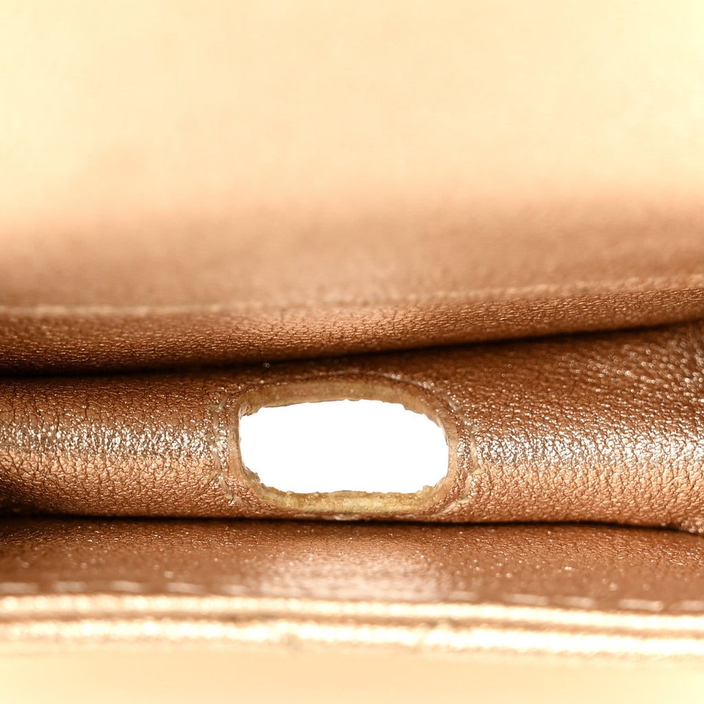 Metallic Lambskin Quilted Round Clip On Coin Purse Airpods Case Gold