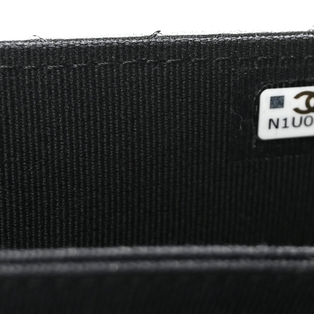 Chanel Lambskin Quilted Chain Top Handle Clutch With Chain Black
