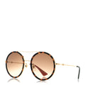Gucci Metal Round Frame Sunglasses GG0061S Green Red Tortoise