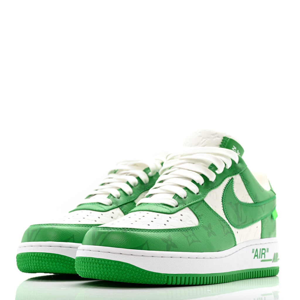 Louis Vuitton X NIKE AIR FORCE 1 Calfskin Monogram Mens Low Top Sneakers 8 Green