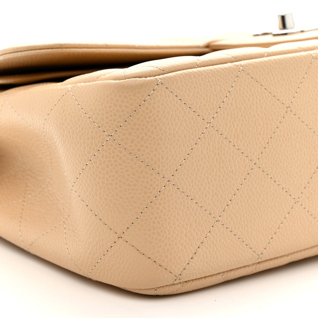 Chanel Caviar Quilted Jumbo Double Flap Light Beige