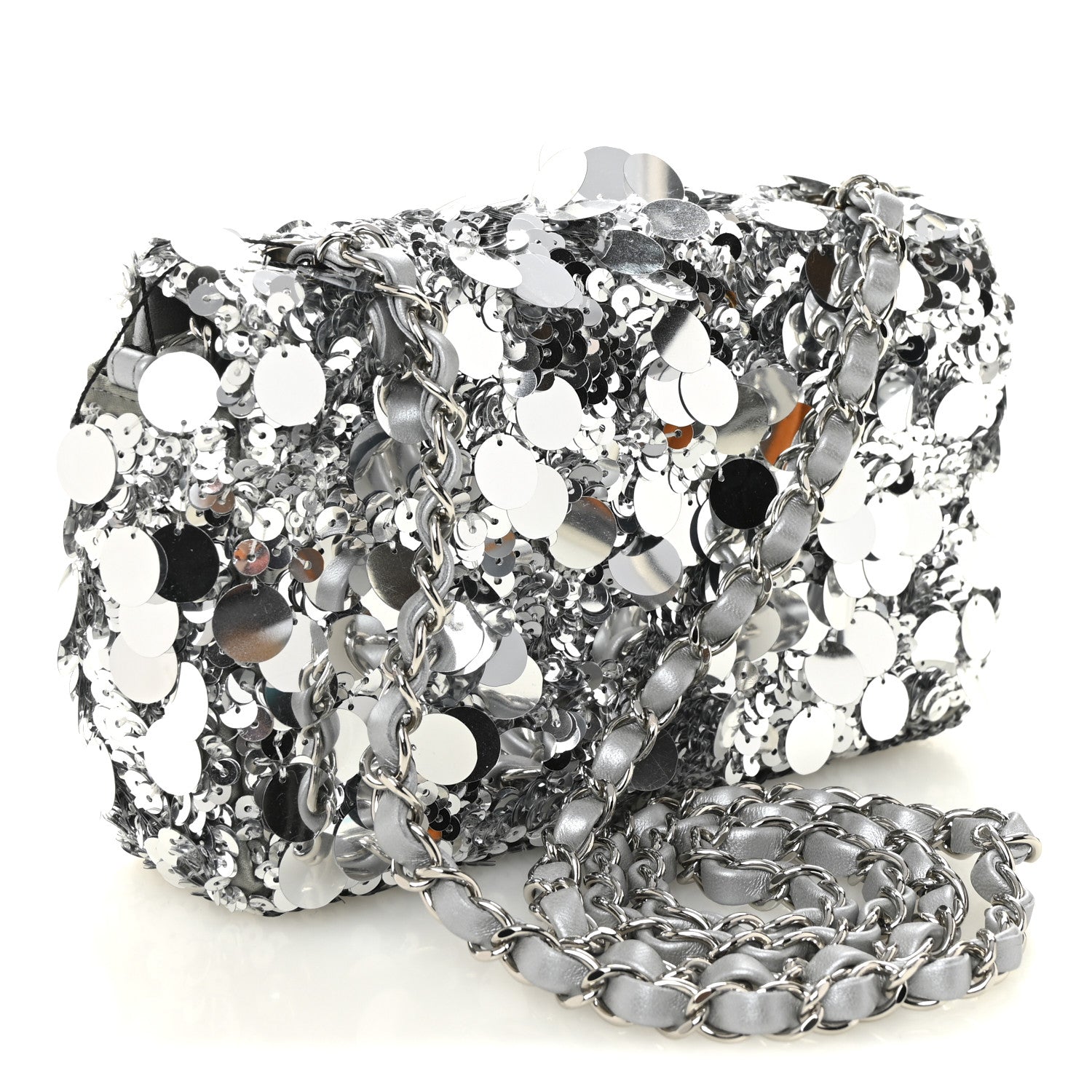 Chanel Sequin Mini Rectangular Flap Silver
