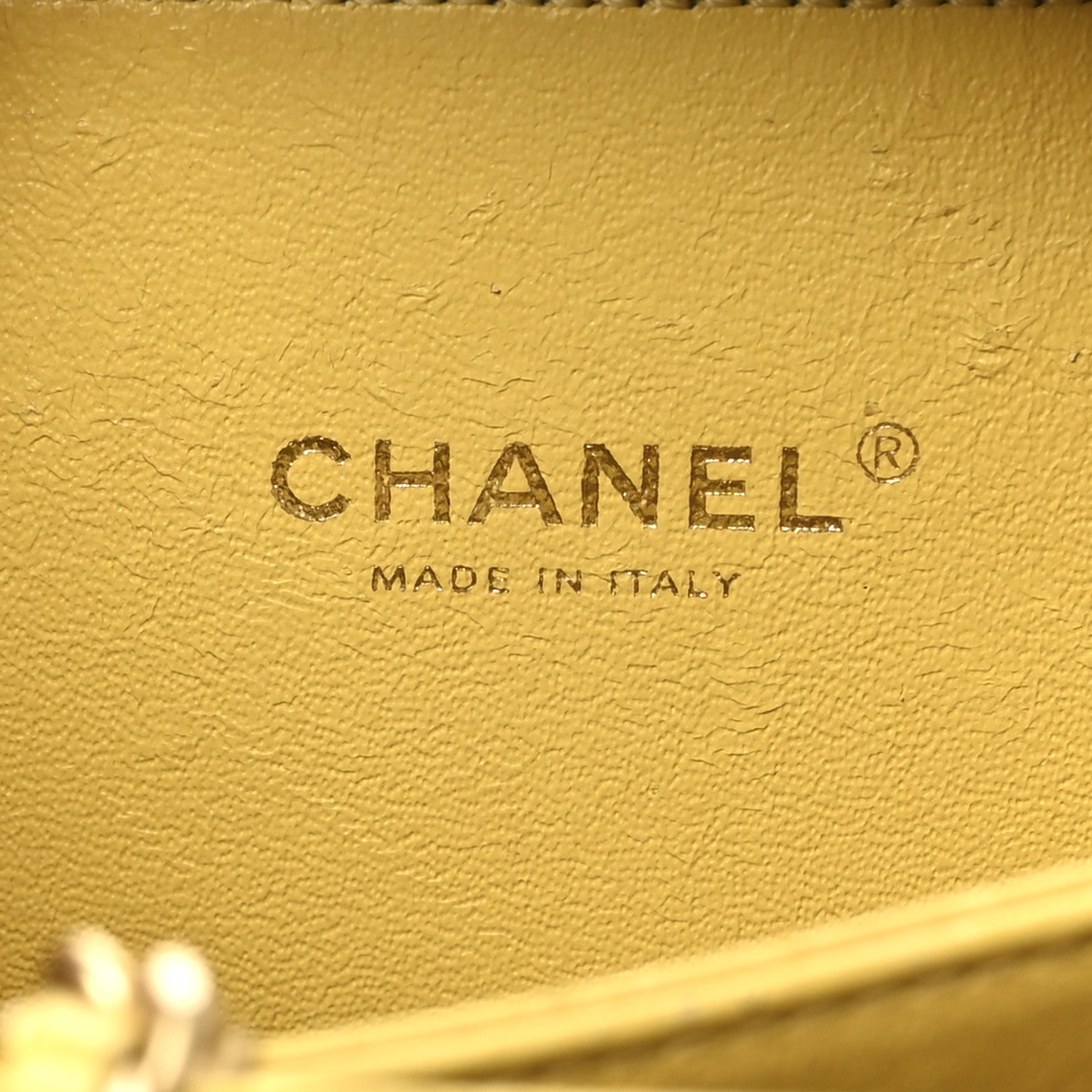 Chanel Caviar Quilted Small CC Filigree Vanity Case Yellow