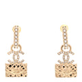 Crystal CC Quilted Flap Bag Drop Earrings Gold