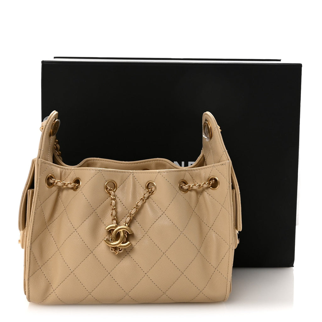 Chanel Caviar Quilted Mini Chanel 25 Handbag Beige