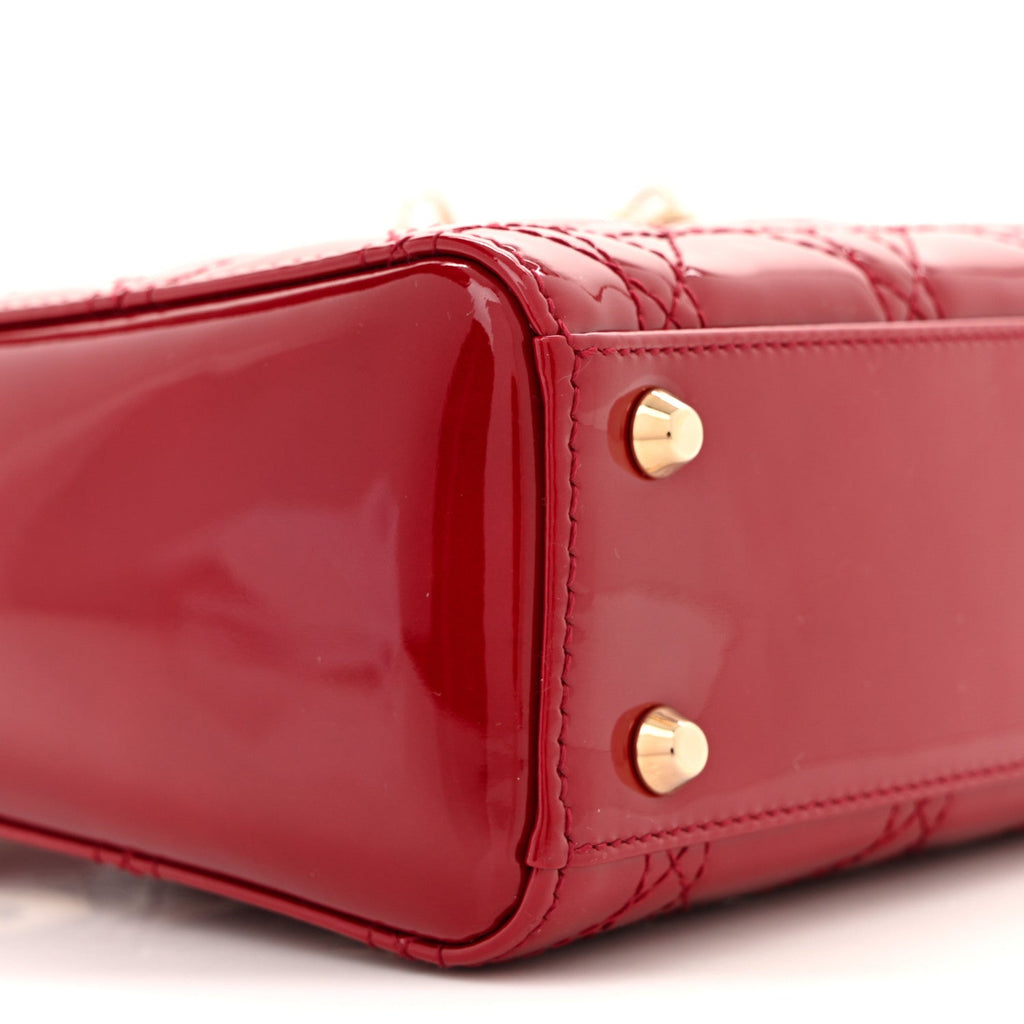 Christian Dior Patent Cannage Mini Lady Dior Red