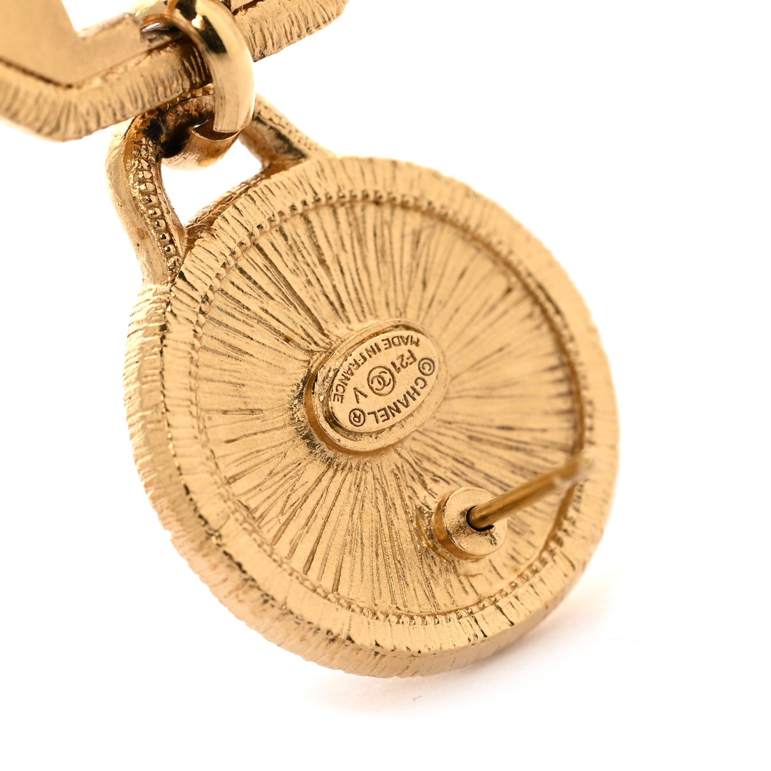 Pearl CC Tags Drop Earrings Gold