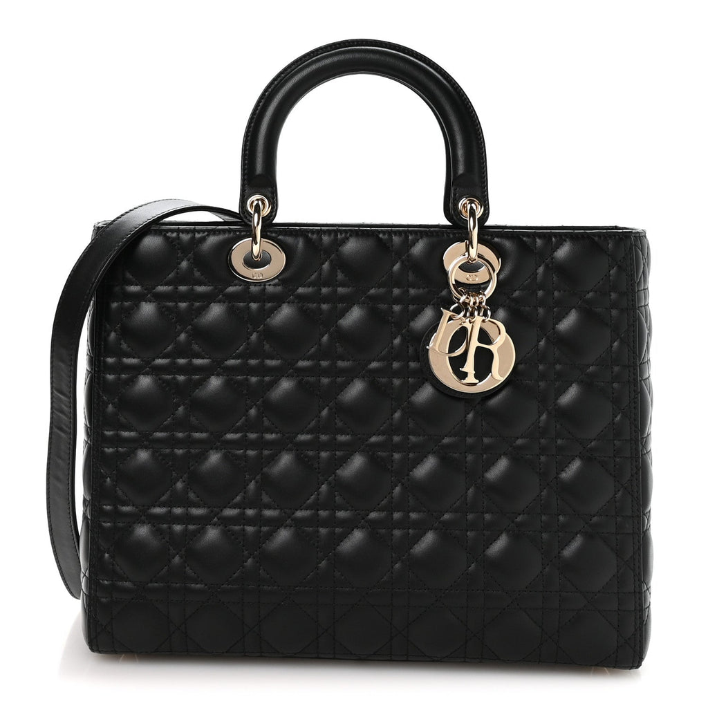 Christian Dior Lambskin Cannage Large Lady Dior Black