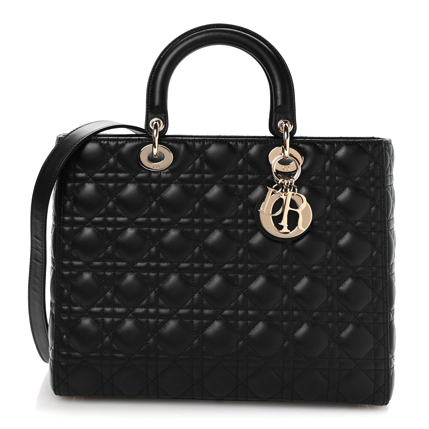 Christian Dior Lambskin Cannage Large Lady Dior Black