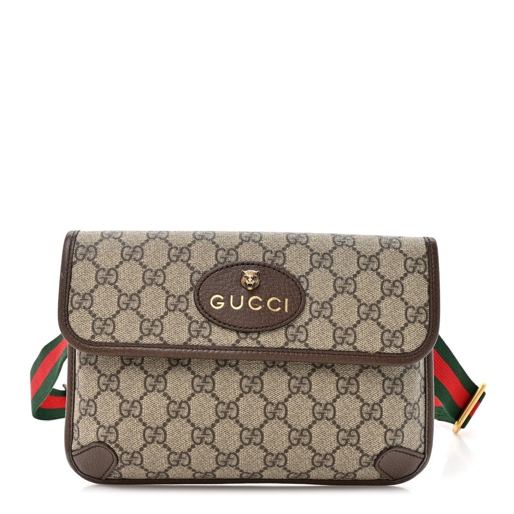 Gucci GG Supreme Monogram Neo Vintage Web Belt Bag Brown