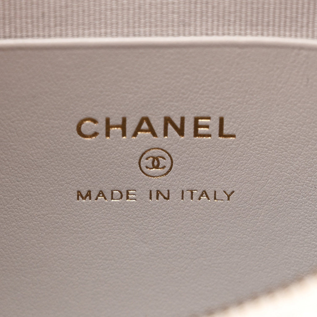 Chanel Shiny Caviar Quilted Hobo Clutch With Chain Light Grey