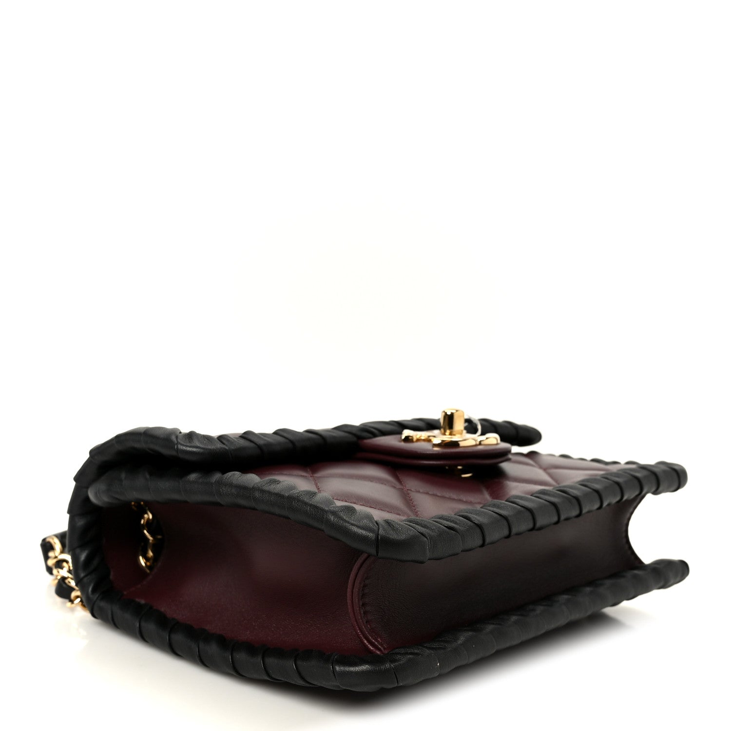 Chanel Lambskin Braided Calfskin Mini Flap Bag Dark Burgundy Black