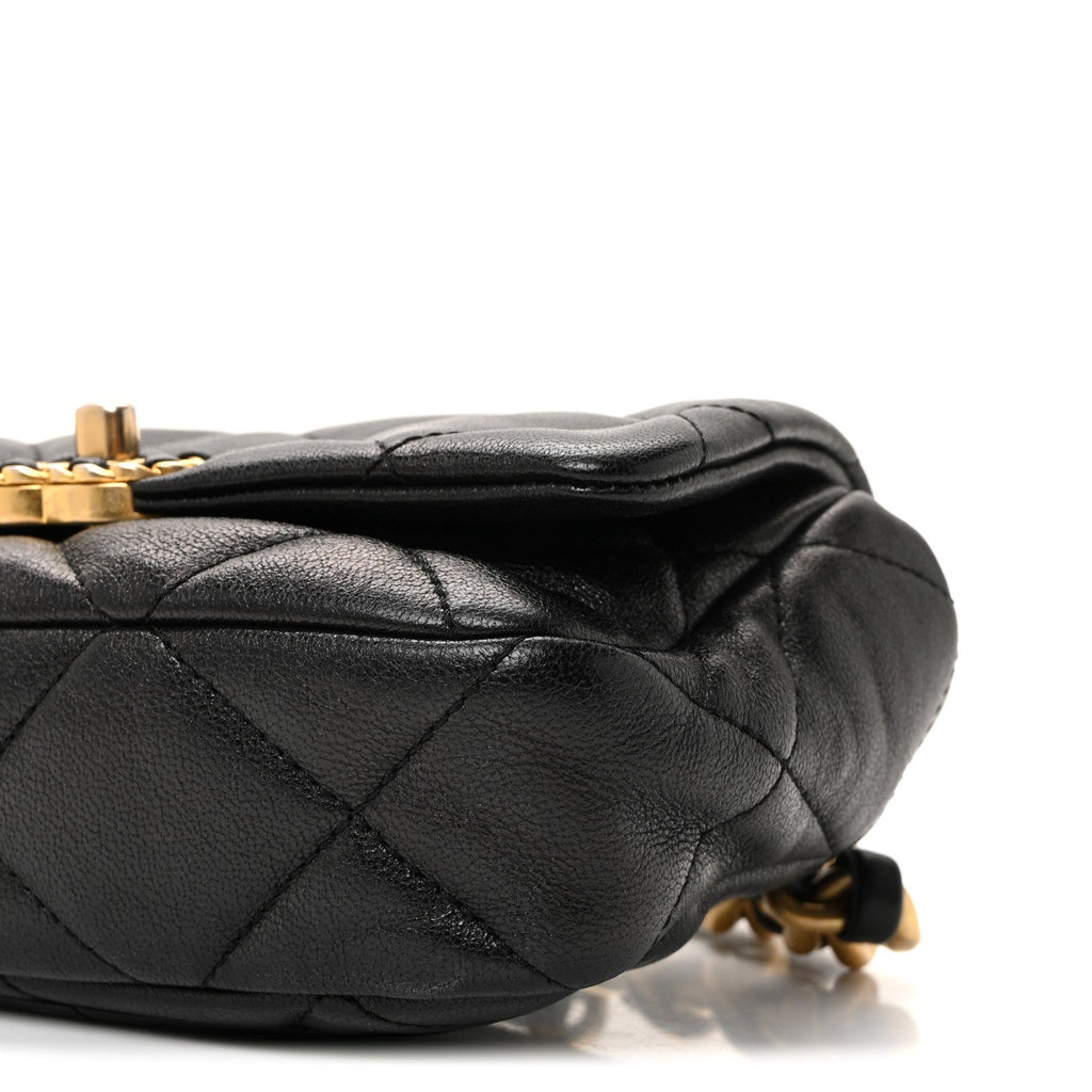 Chanel Goatskin Quilted Chanel 19 Waist Bag Black