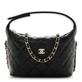 Chanel Caviar Quilted Hobo Clutch With Chain  Black