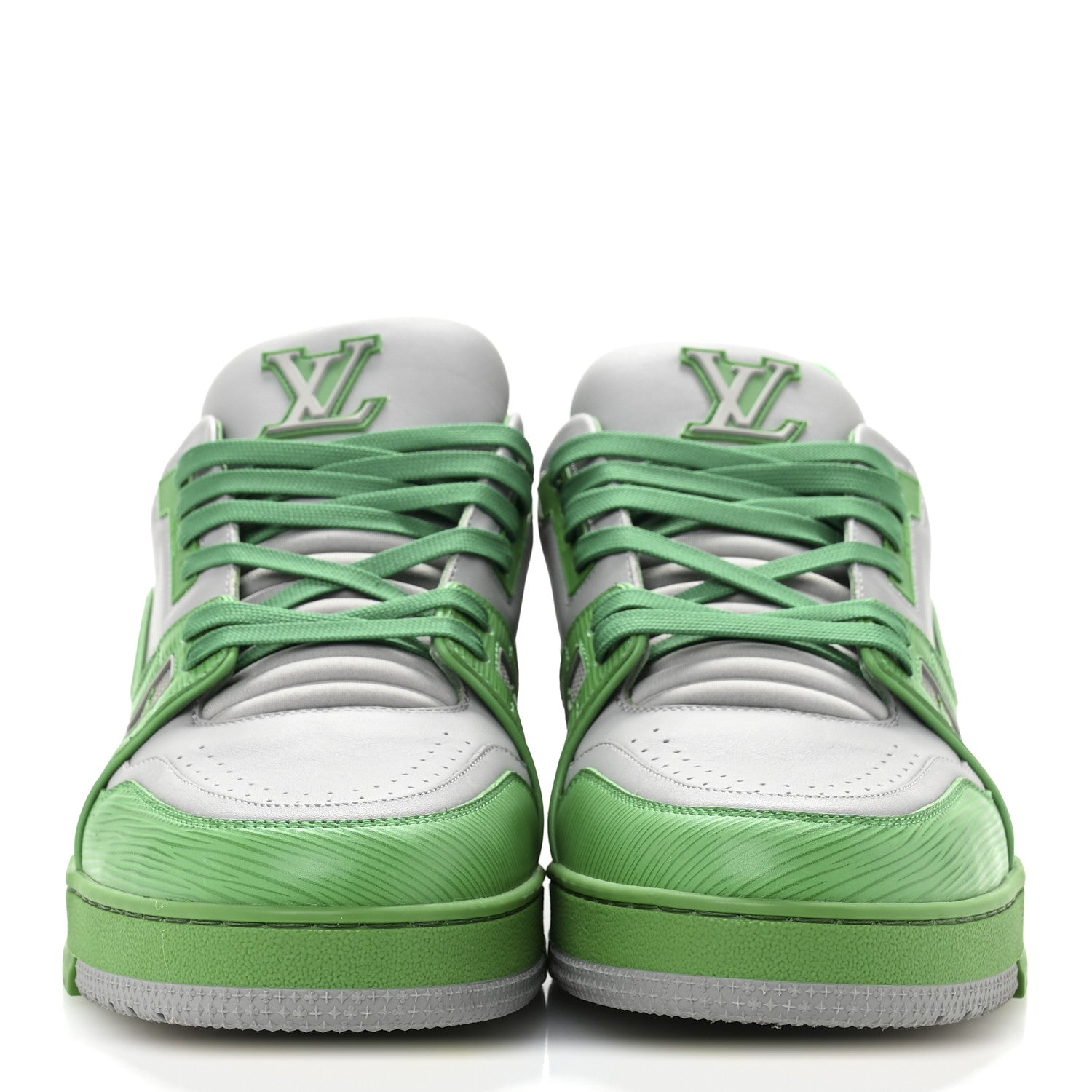 Louis Vuitton Calfskin Epi Mens LV Trainer Sneakers 11 Green Grey