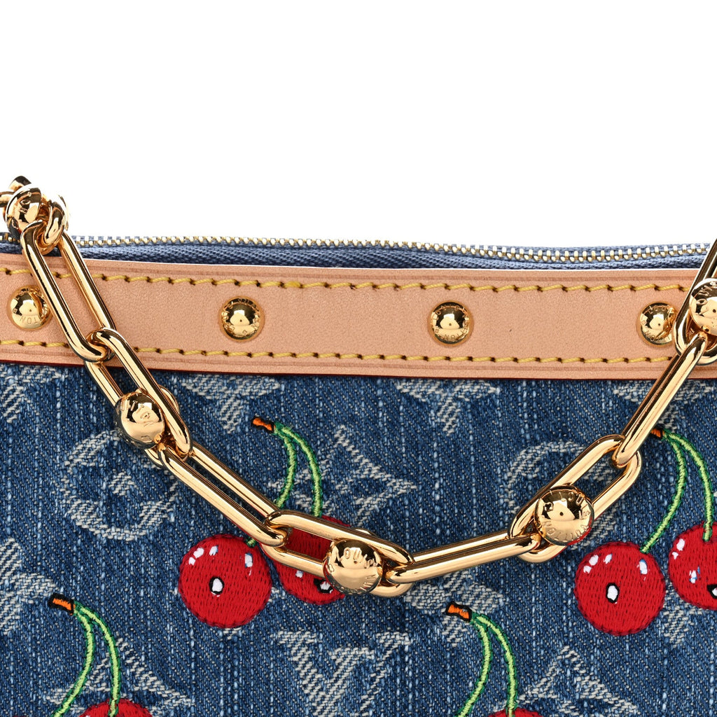 Louis Vuitton LV X TM Monogram Denim Cerises Pochette Accessories Blue