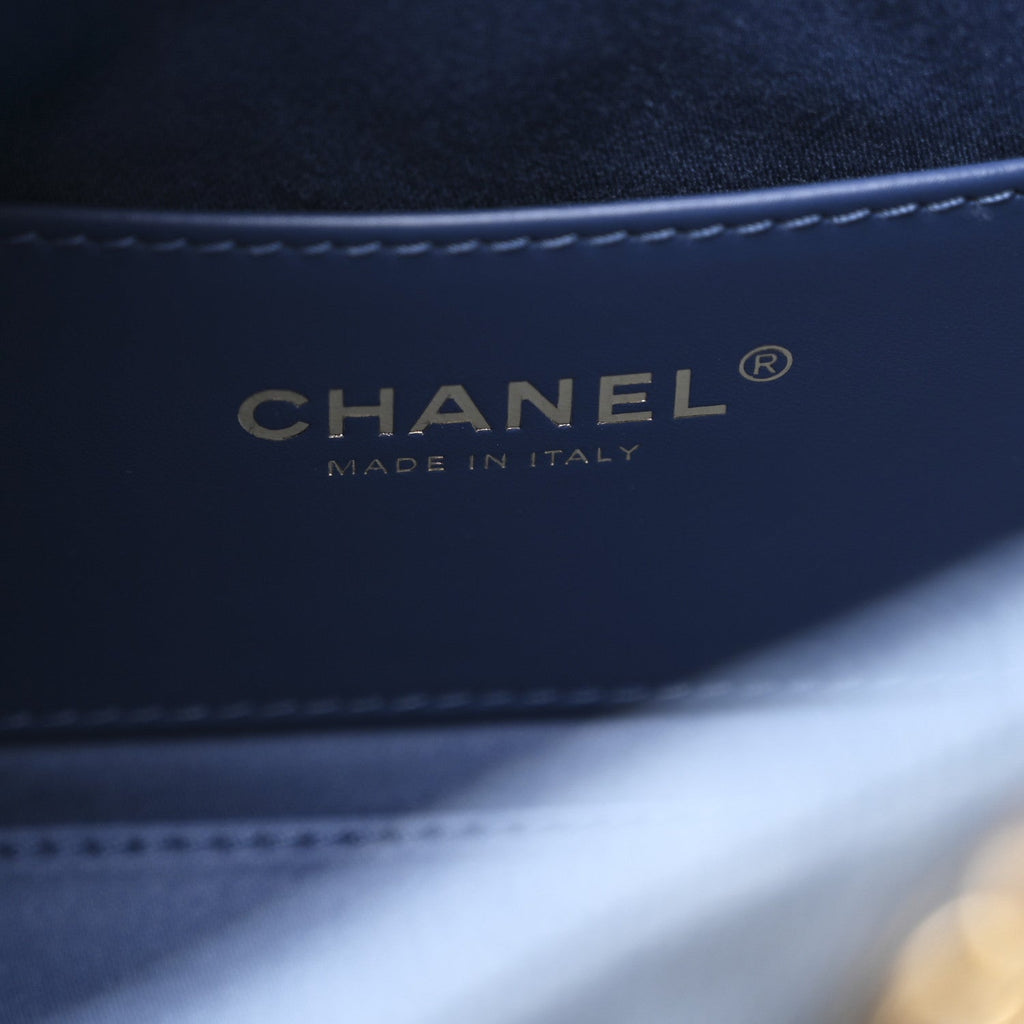 Chanel Washed Denim Quilted Mini Chanel 25 Handbag Blue