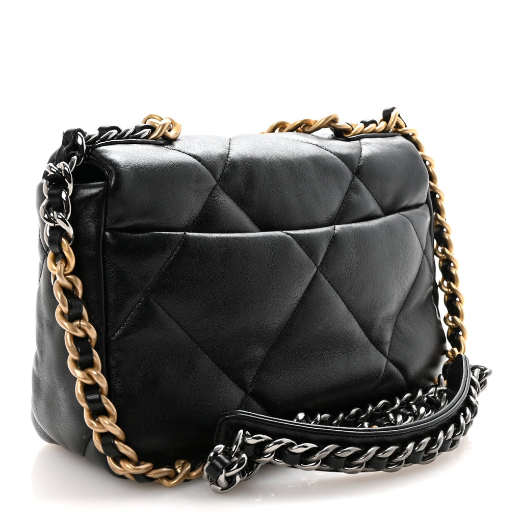 Chanel Goatskin Quilted Medium Chanel 19 Flap Black