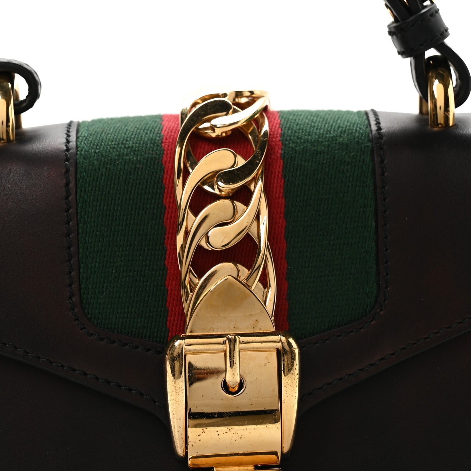 Gucci Calfskin Mini Sylvie Top Handle Bag Black