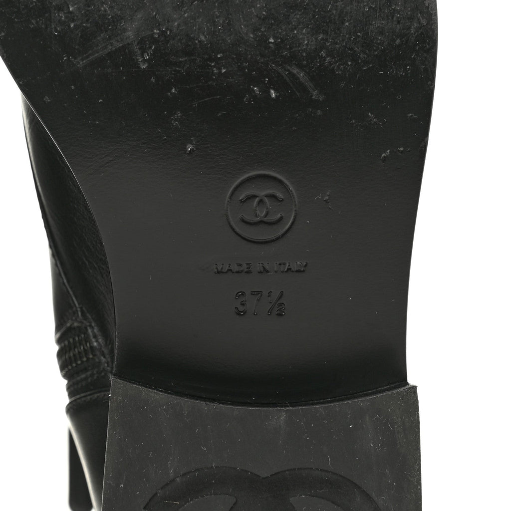 Calfskin Lace Up Combat Boots 37.5 Black